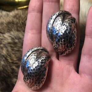 Vintage Airess sterling silver Israeli electro form puffy earrings